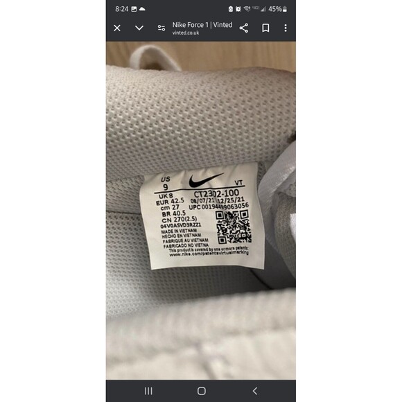 Size 9 Nike Air Force 1'07 Casual Basketball Sneaker Shoe White Black CT2302-100 - Picture 13 of 15